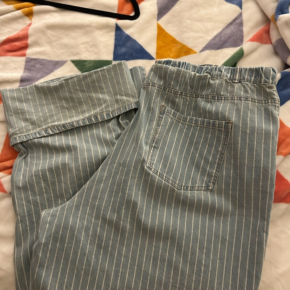 1X Striped Wide-Leg Pants with Cuff - Picture 3 of 6